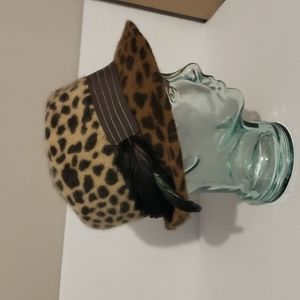 Albertus Swanepoel New York cheetah print rabbit hair feathered hat